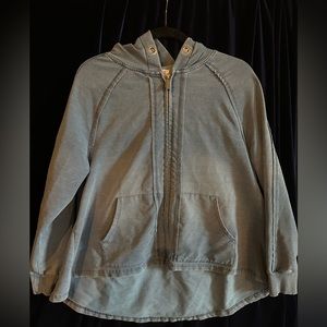 Faux Denim Zip Up